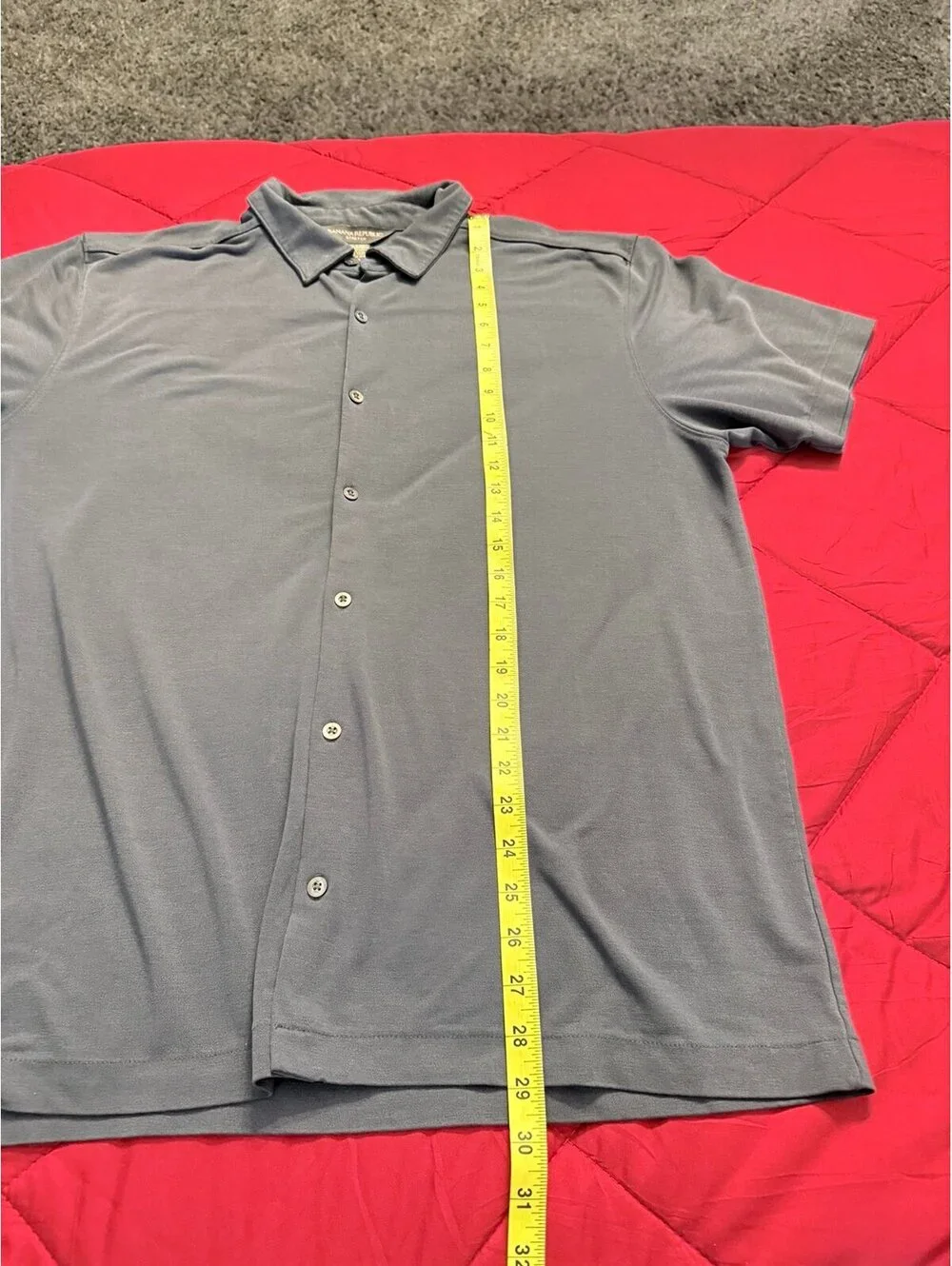 Banana Republic Stretch Men’s XL Performance Button Front Polo Shirt Navy Blue